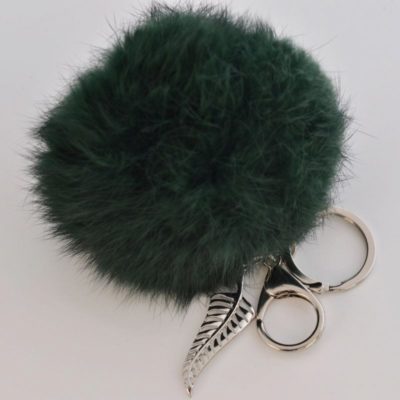 PETROL - FERN - 9CM POM POM KEY RING/HANDBAG CHARM