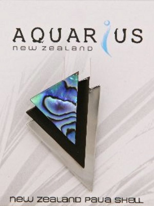 PAUA STEEL BLACK 3 LAYER BROOCH