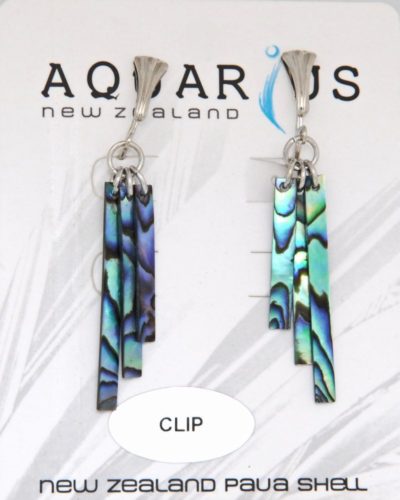 PAUA WIND CHIME DANGLING CLIP EARRING