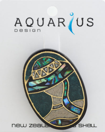 PAUA LADY HAT OVAL SMALL BROOCH