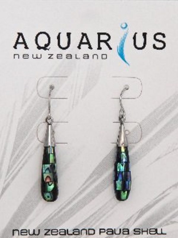 SMALL PAUA BLOCKING TEARDROP EARRING