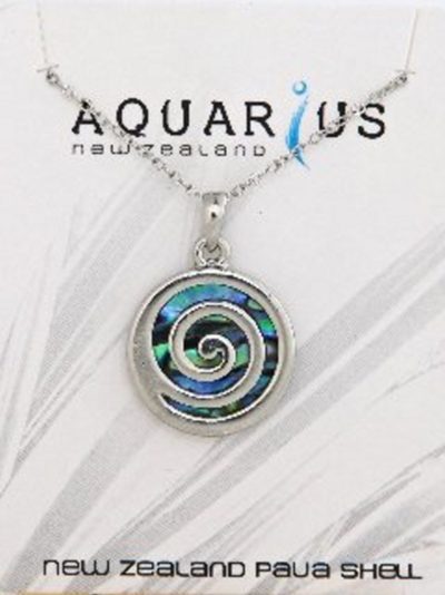 LARGE PAUA METAL SPIRAL PENDANT
