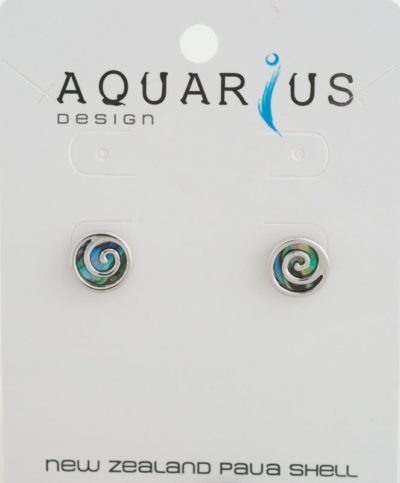 SMALL PAUA METAL SPIRAL STUD EARRING