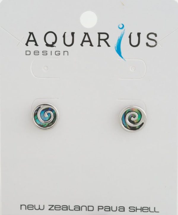 SMALL PAUA METAL SPIRAL STUD EARRING