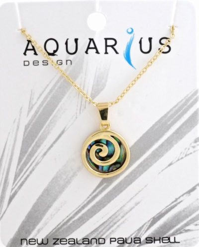 GOLD PAUA METAL SPIRAL PENDANT