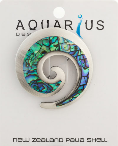 PAUA CHROME KORU BROOCH