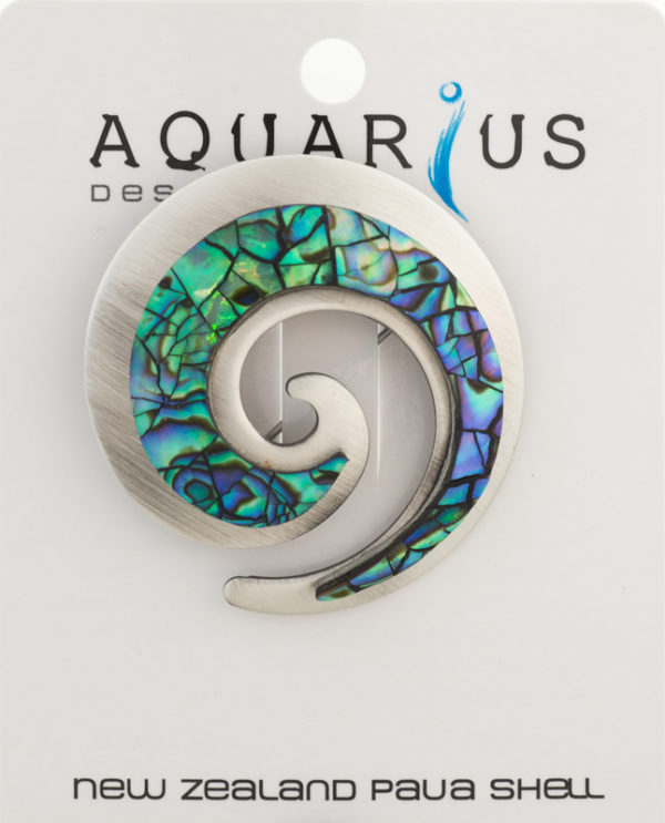 PAUA CHROME KORU BROOCH