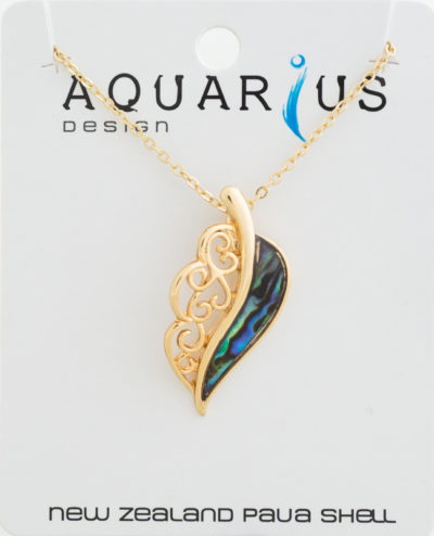 PAUA LEAF GOLD PENDANT