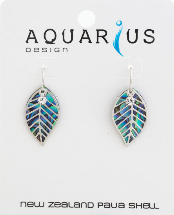 PAUA LEAF FILIGREE EARRING WITH CRYSTAL