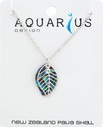 PAUA LEAF FILIGREE NECKLACE WITH CRYSTAL