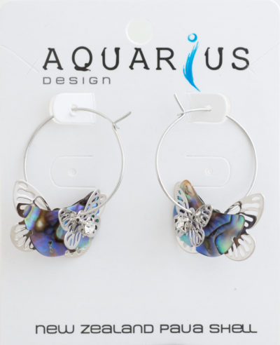 PAUA MULTI BUTTERFLY HOOP EARRINGS