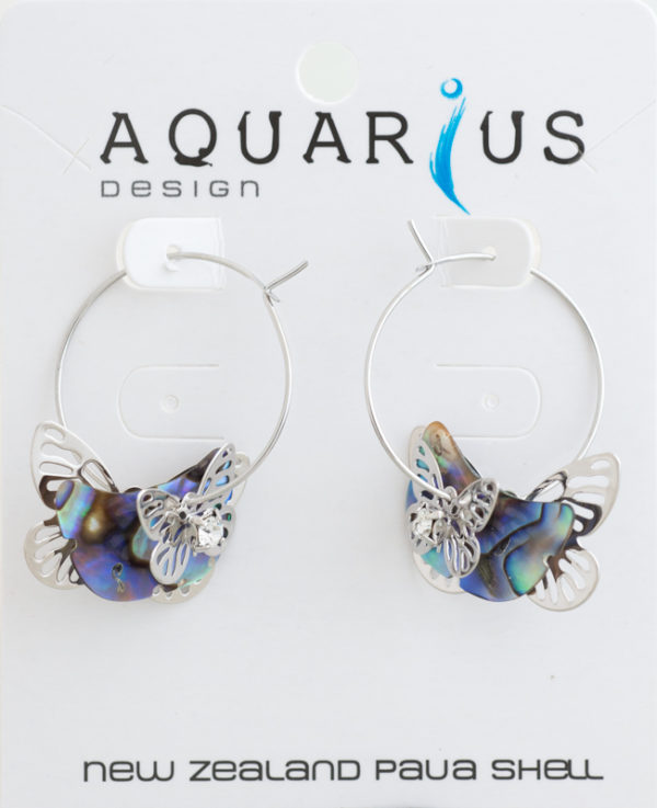 PAUA MULTI BUTTERFLY HOOP EARRINGS