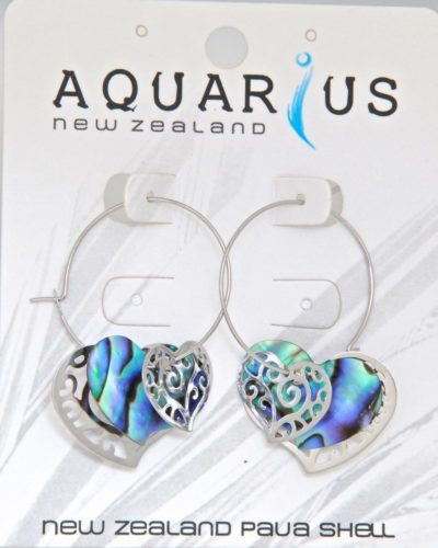 PAUA HEART MULTI FILIGREE HOOP ER