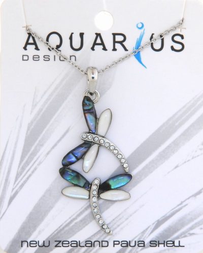 PAUA & CRYSTAL DRAGONFLY PENDANT