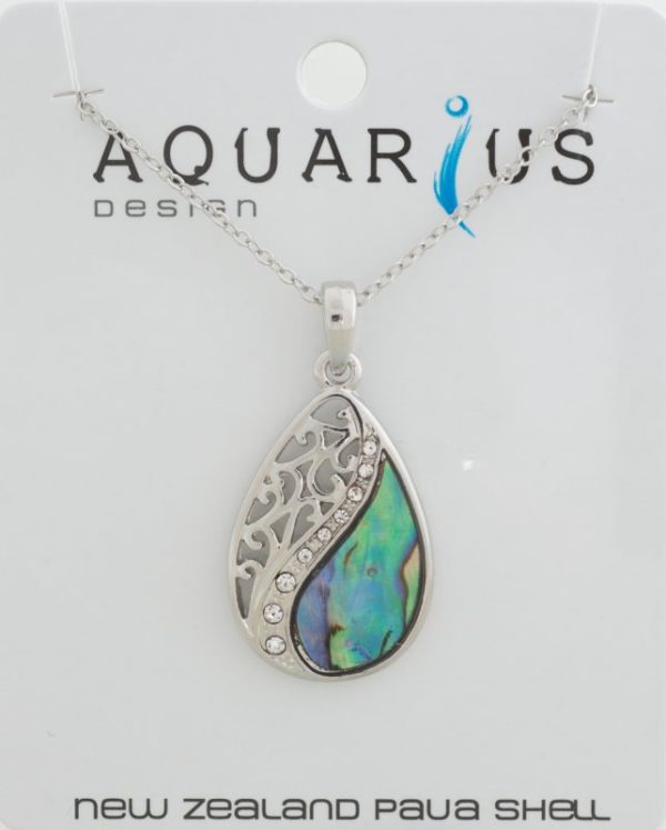 MITRE FLOATING PAUA FILIGREE TEARDROP PENDANT