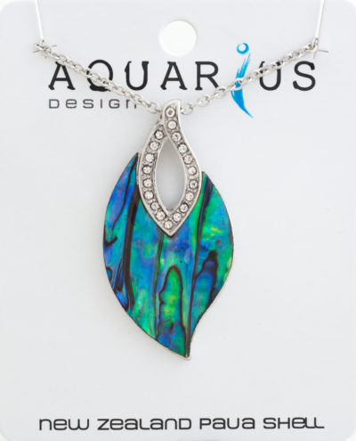 PAUA LEAF WITH CRYSTAL PENDANT