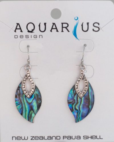 PAUA LEAF WITH CRYSTAL EARRING
