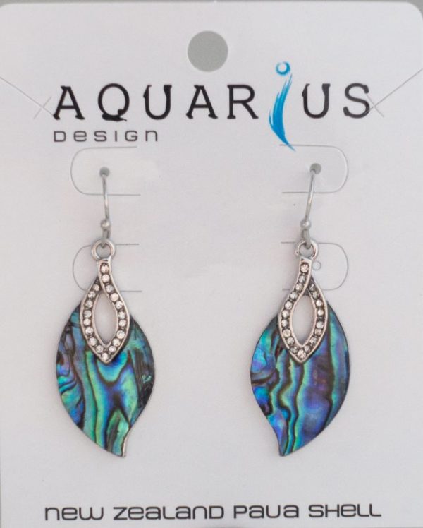 PAUA LEAF WITH CRYSTAL EARRING