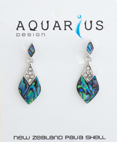 PAUA DIAMOAND SHAPE WITH CRYSTAL EARRINGS