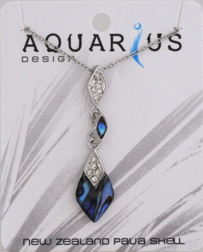 PAUA TEARDROP WITH CRYSTAL PENDANT ON CHAIN 18