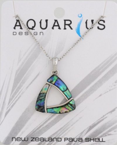 PAUA TRIANGLE PENDANT ON CHAIN 18