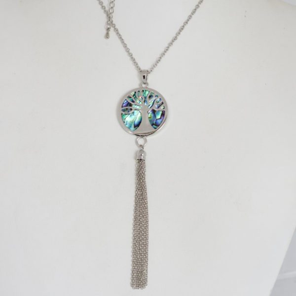 PAUA KAURI TREE TASSEL NECKLACE
