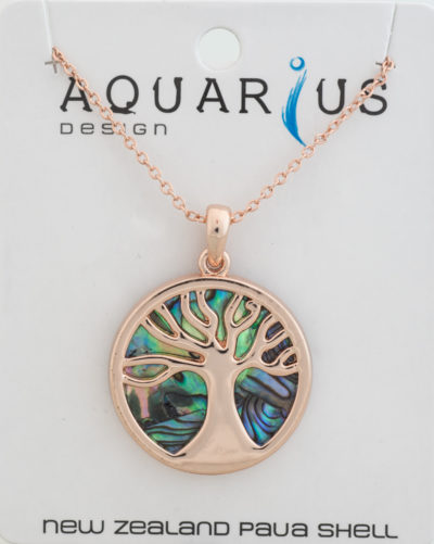 PAUA KAURI TREE ROSE GOLD PENDANT