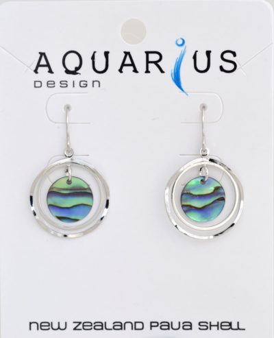 PAUA CIRCLE ON 2 RHODIUM RINGS ER