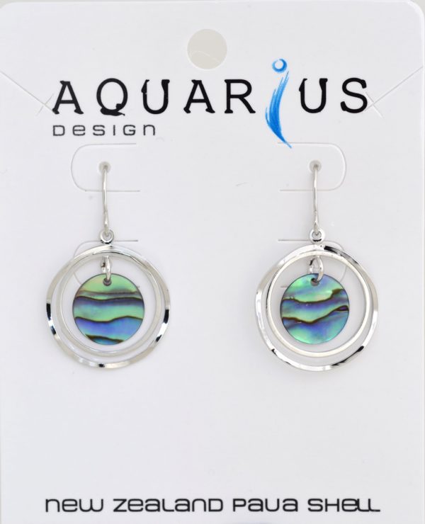 PAUA CIRCLE ON 2 RHODIUM RINGS ER
