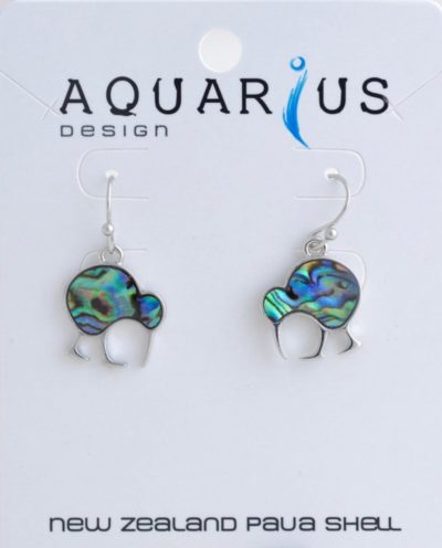 NATURAL PAUA WALKING KIWI EARRING