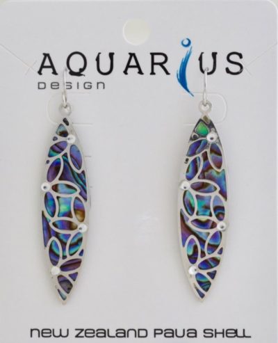 PAUA LEAF WITH FILIGREE & CRYSTAL EARRING