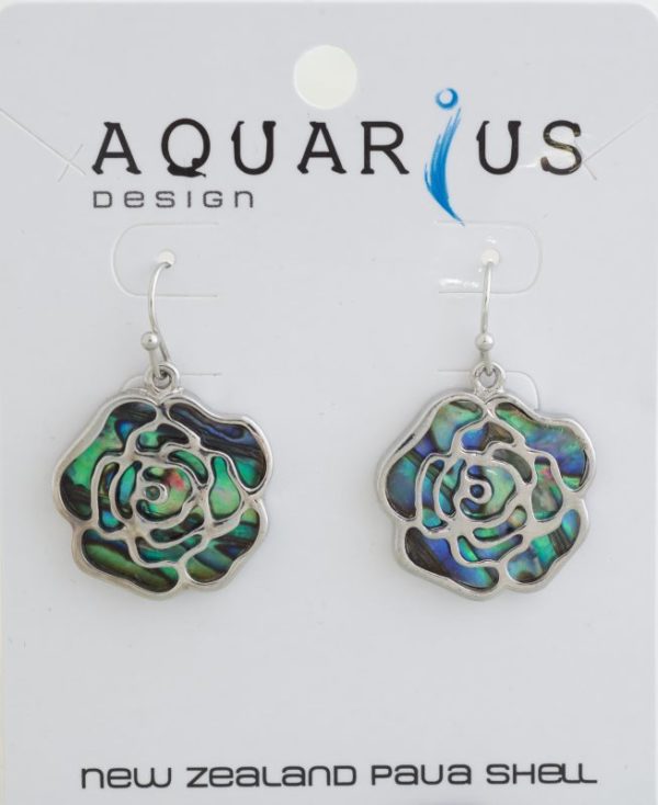 NATURAL PAUA ROSE HOOK ER