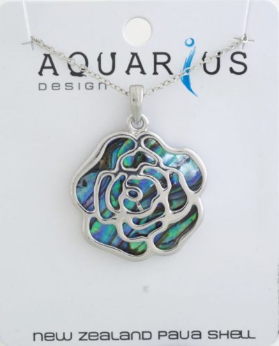 NATURAL PAUA ROSE PENDANT
