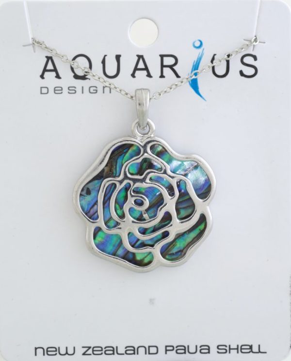 NATURAL PAUA ROSE PENDANT