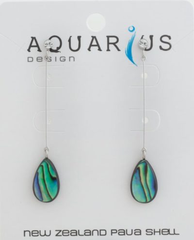 PAUA DANGLING TEARDROP WITH CRYSTAL EARRING