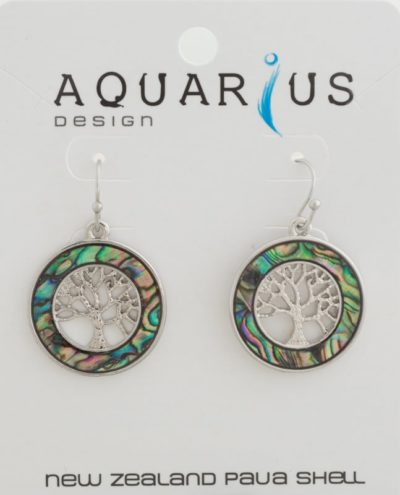 NATURAL PAUA KAURI TREE RING EARRING