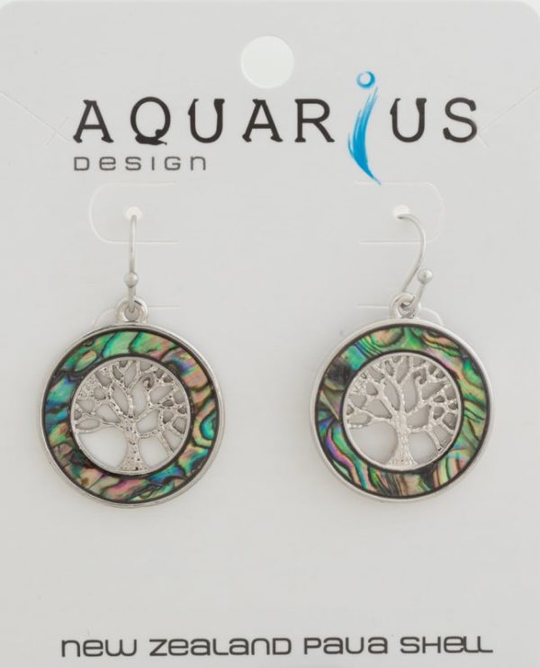 NATURAL PAUA KAURI TREE RING EARRING