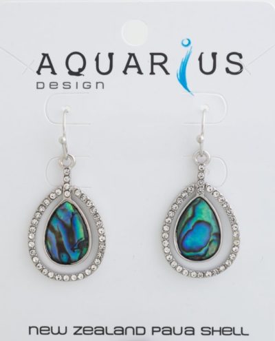 PAUA RHODIUM CRYSTAL TEARDROP EARRING