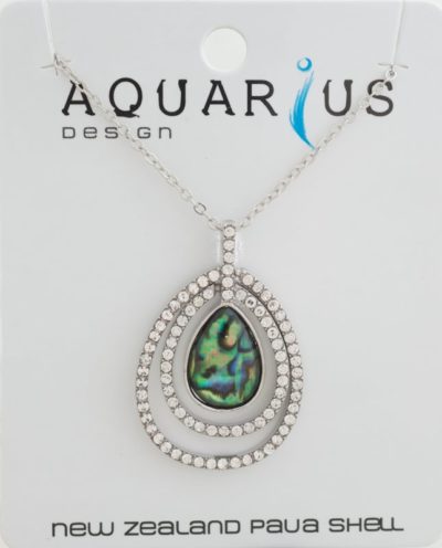 PAUA RHODIUM CRYSTAL TEARDROP PENDANT