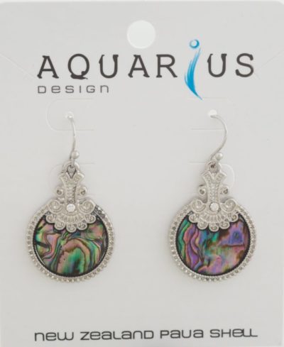 PAUA ROUND ANTIQUED CRYSTAL EARRING