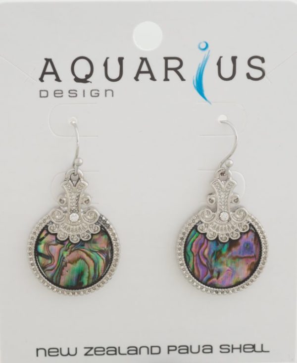 PAUA ROUND ANTIQUED CRYSTAL EARRING