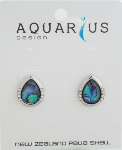 PAUA TEARDROP WITH CRYSTAL EARRING