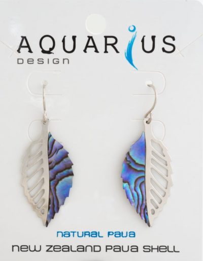 HALF PAUA AND METAL LEAF EARRING