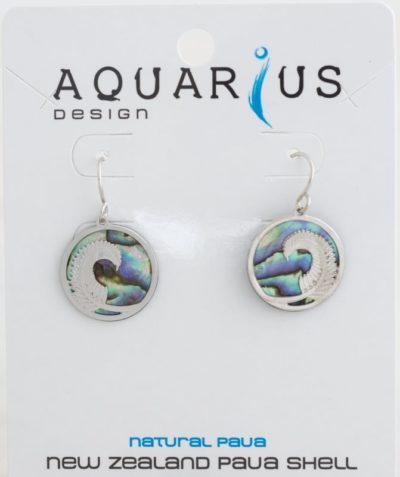 NATURAL PAUA FERN EARRING