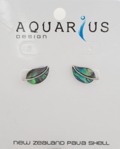 NATURAL PAUA LEAF STUD EARRING