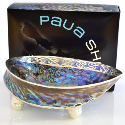 PAUA SHELL DOUBLE KORU BOWL BLACK BOX