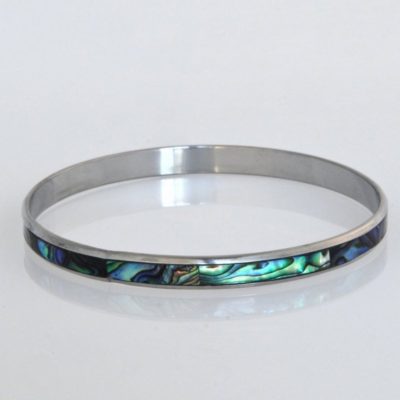 Paua/Steel 5mm folded Bangle