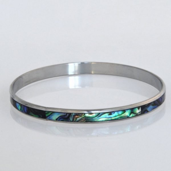 Paua/Steel 5mm folded Bangle