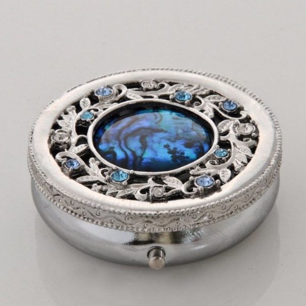 BLUE PAUA PILLBOX/ CRYSTAL STONES