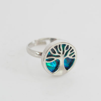 DYED PAUA TREE OF LIFE ADJUSTABLE RING